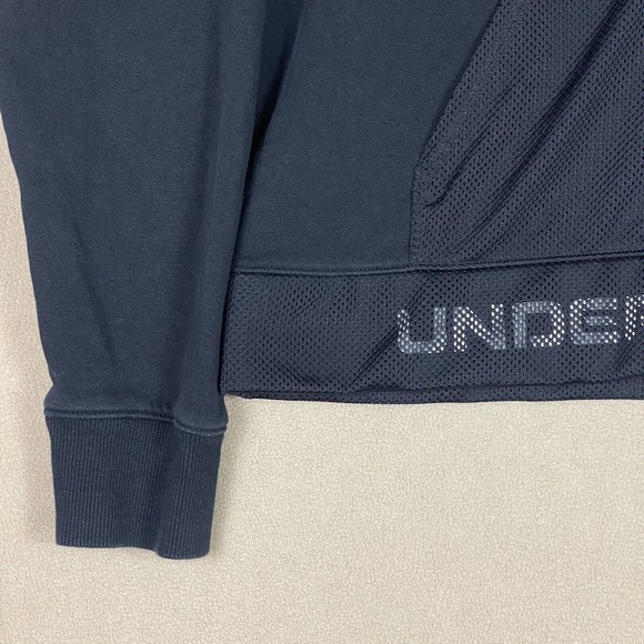 Under Armour Womens M Rival Fleece Mesh‎ Hoodie Black 1/4 Snap - Picture 3 of 11